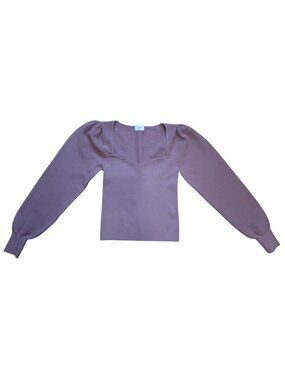 Wilfred Aritzia Women’s Ribbed Knit Top Puff Sleeve Lavender Size 6 Long Sleeve